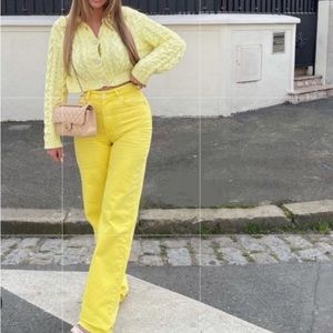 Zara yellow corduroy pants